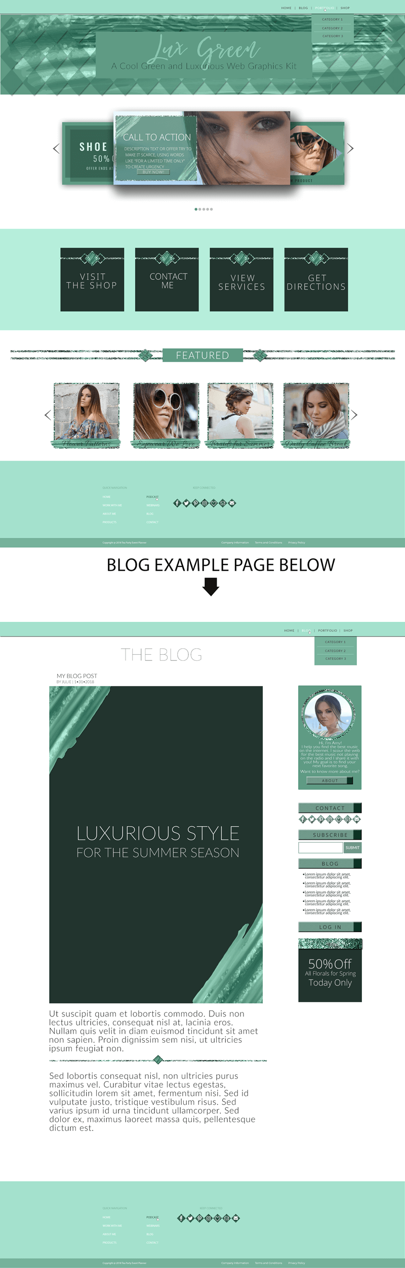 Cool Greens Web Graphics Kit