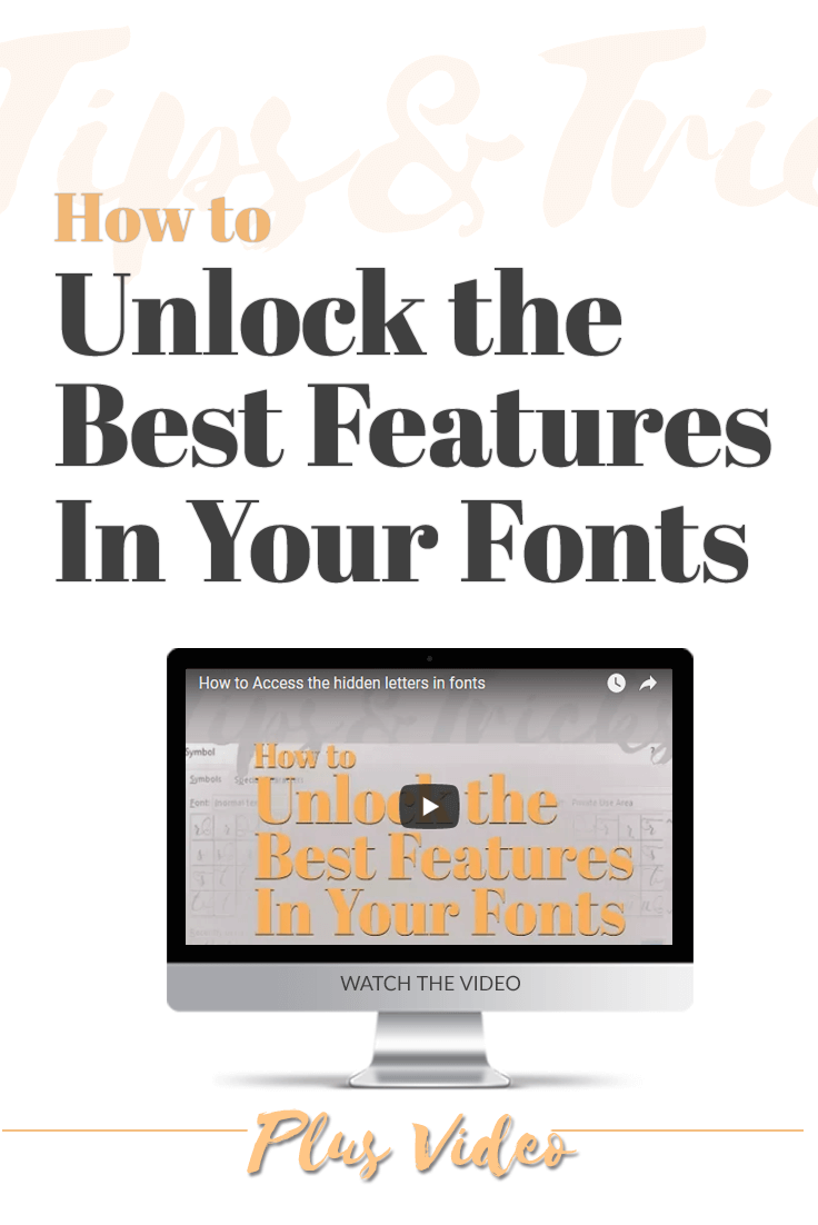 Hidden Letters in fonts long feature image - video preview with title overlay on whit background with gray letters