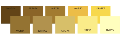 Gold color codes swatch panel