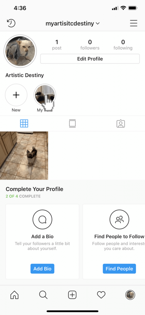 adding instagram highlight covers step 1