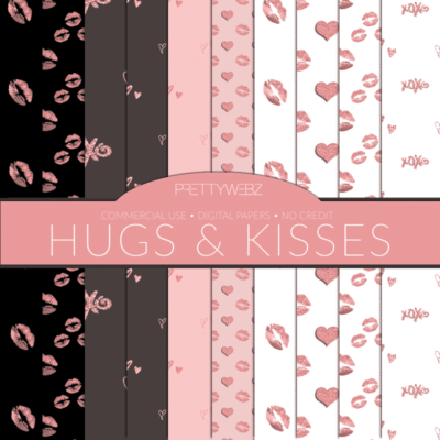 Hugs & Kisses Digital Papers 10 Pack