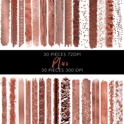 Rose Gold Brush Strokes Clip Art Set - PrettyWebz Media Business ...