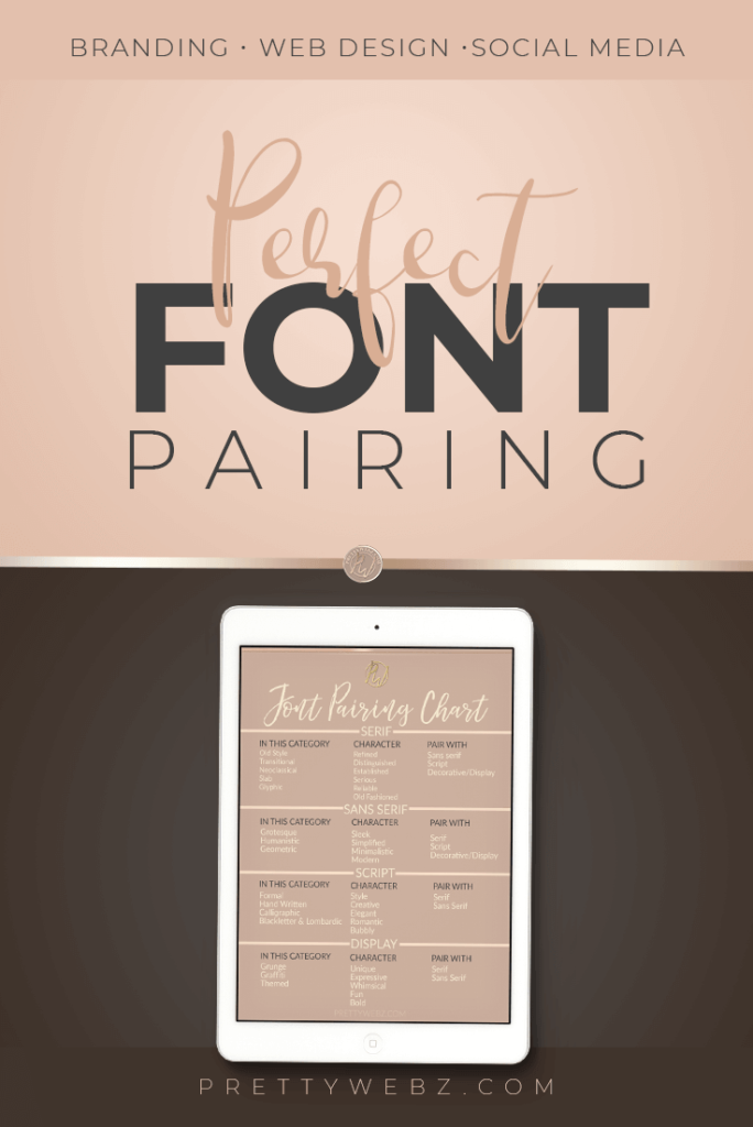Font Pairing, font combinations and how to use them in your brand, web design and, social media. This is a break down of font types and styles, and examples of font pairing, font combinations plus a free font pairing chart you can print out or display on your computer when creating designs as a reminder of the do's and don'ts of font pairing.