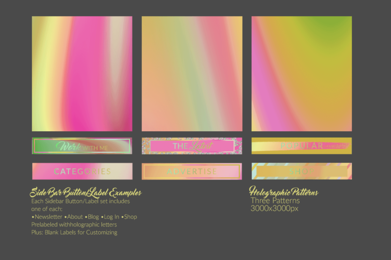 Hologram pink & yellow web graphics kit