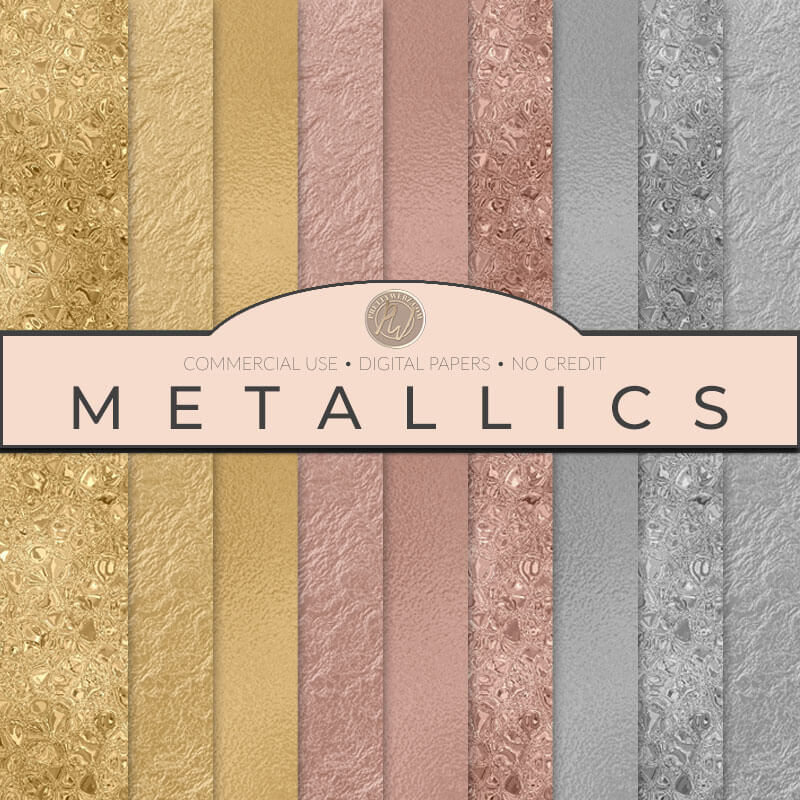 Silver, Rose Gold, Gold foil textures digital papers