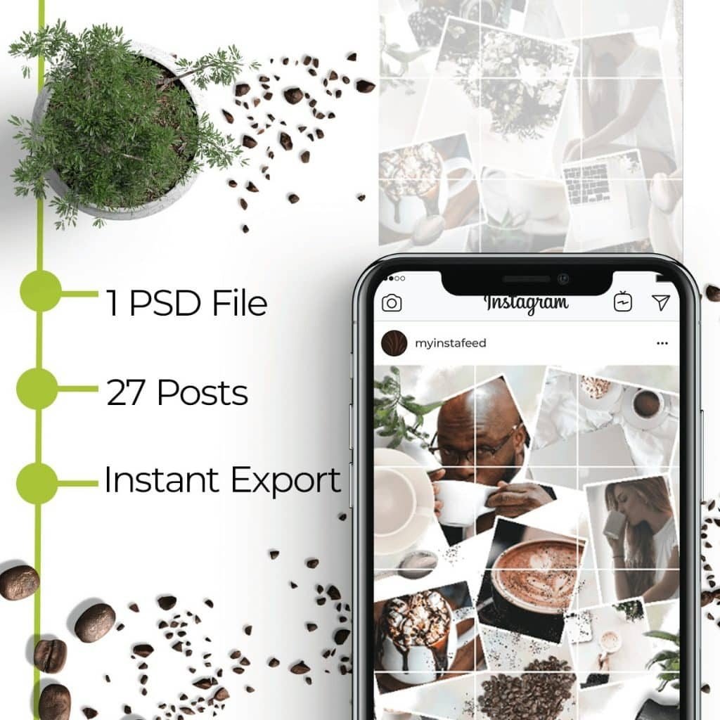 Download Instagram Puzzle Grid Template Coffee Prettywebz Media Business Templates Graphics