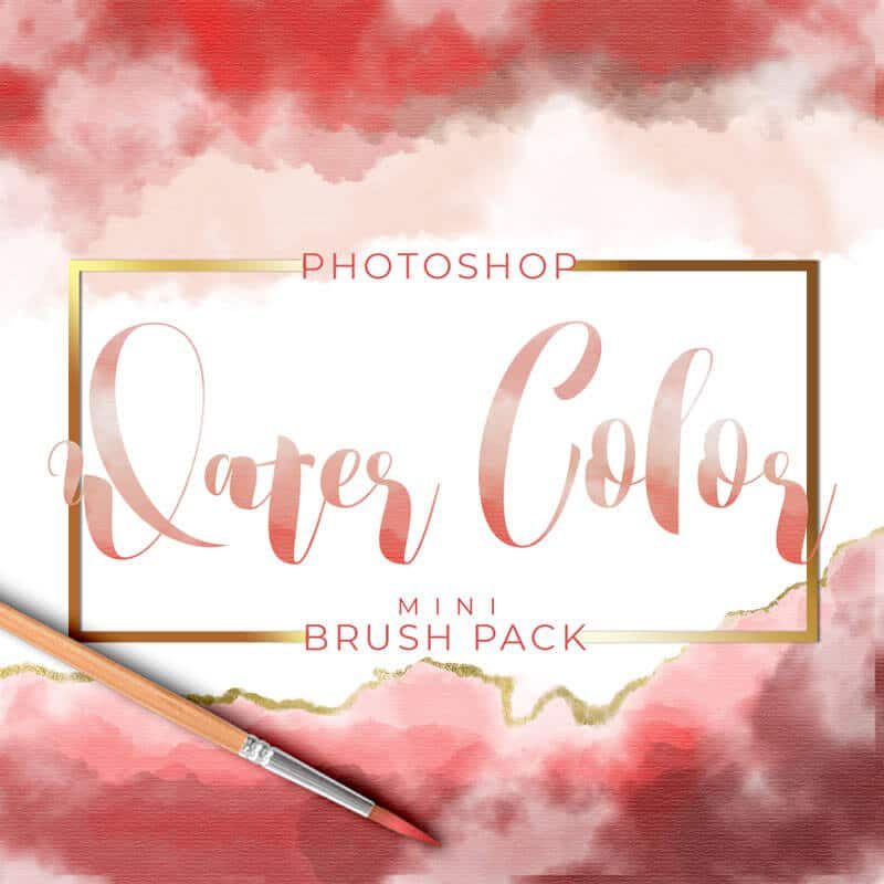 Free photoshop brushes shows watercolor brushes with text overlay