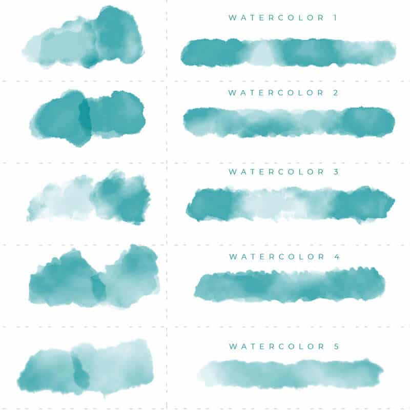Watercolor abr brushes example swatches in blue