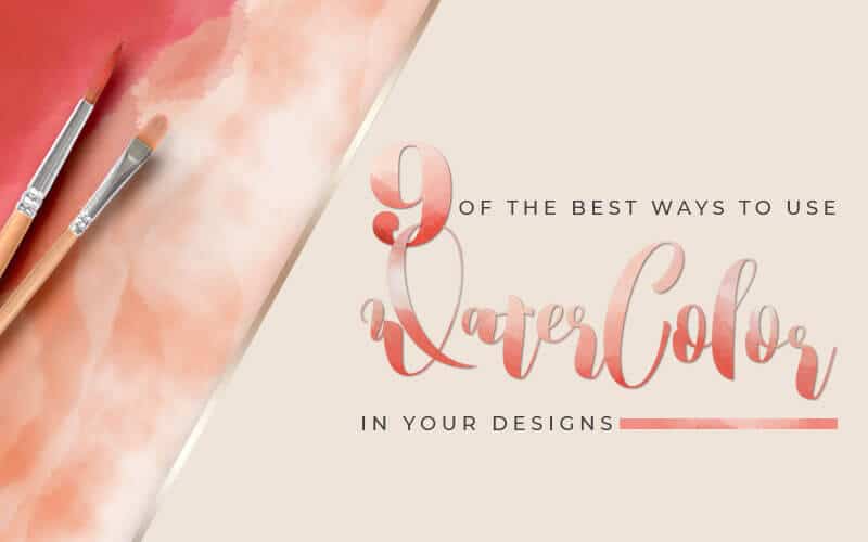 watercolor textures in design showing watercolor brushes and text overlay with title