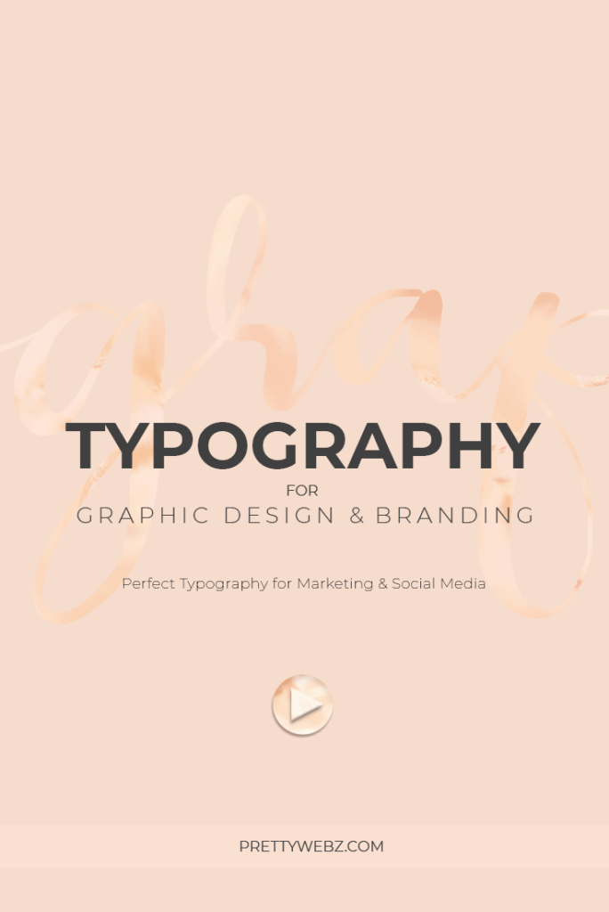 Pink background with decorative text title overlay in black "Typography for graphic design and branding"