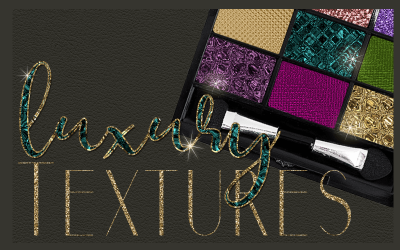 Luxury textures feature image makeup palette with textures and title overlay