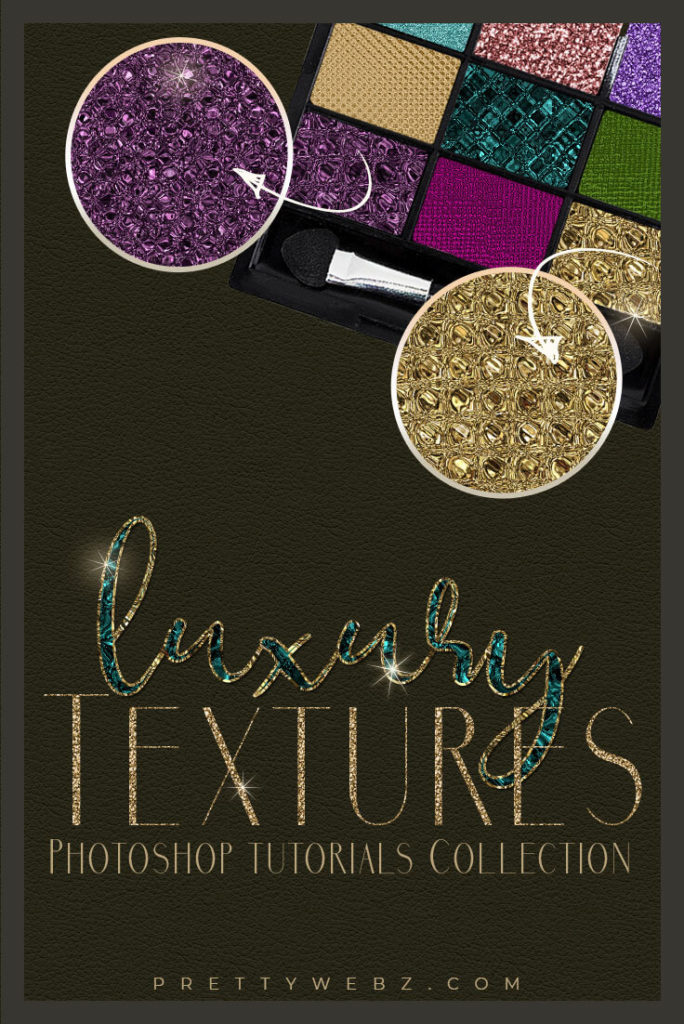luxury textures displayed in makeup palette with title overlay