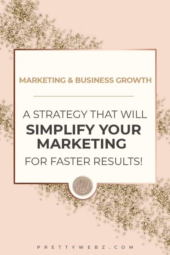 marketing and business growth (sub) A strategy that will simplify your marketing for faster results title over pink background with logo/glitter