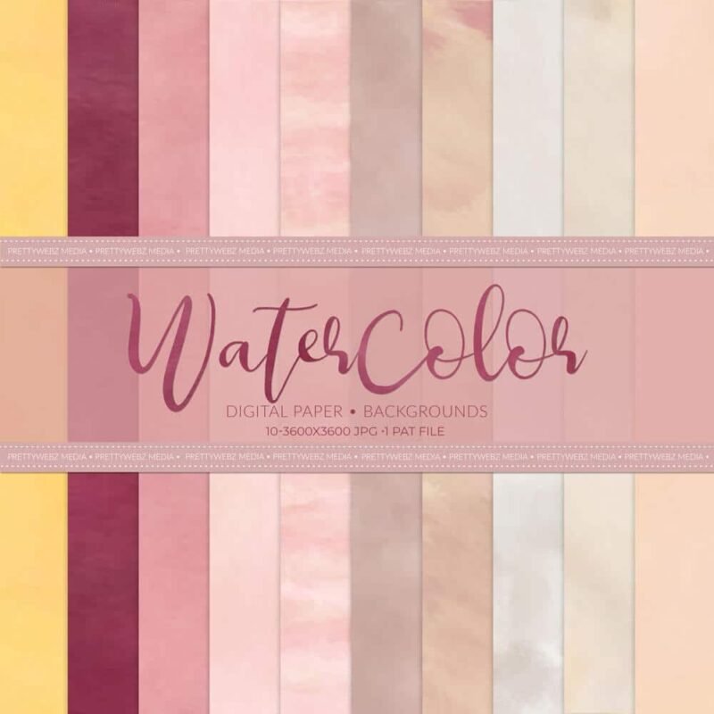 Pink watercolor digital papers