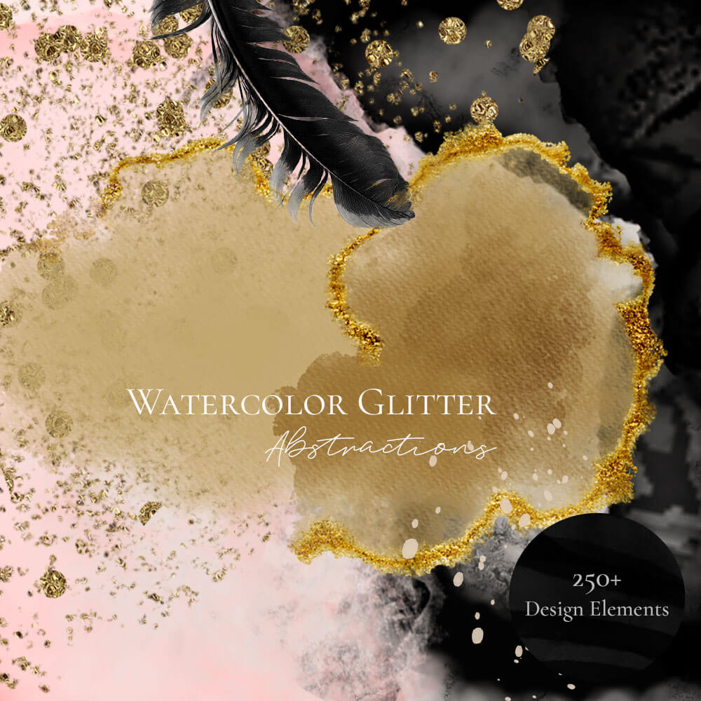 Glittery Watercolor Abstractions Design Kit