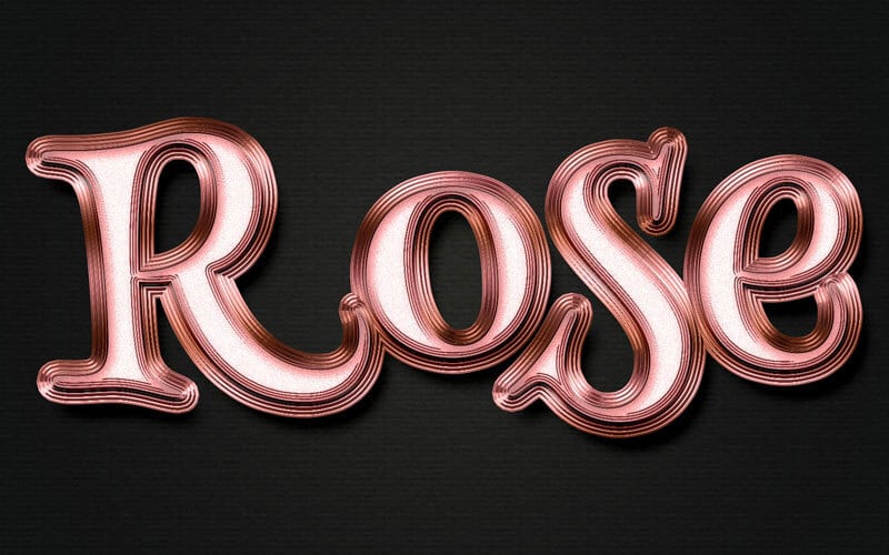 rose gold text photoshop effect example