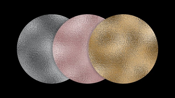 Gold, Rose Gold and Silver foil textures example