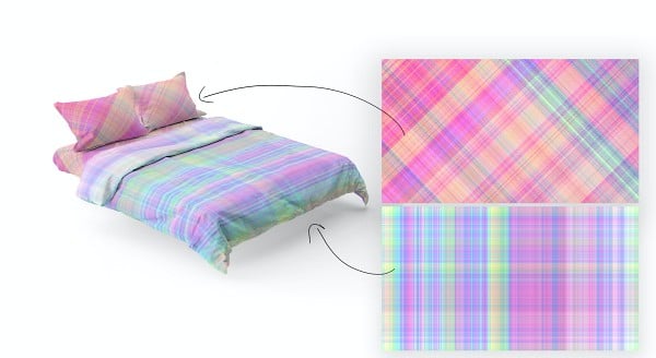 plaid fabric texture photoshop tutorial finished product on a bed mockup