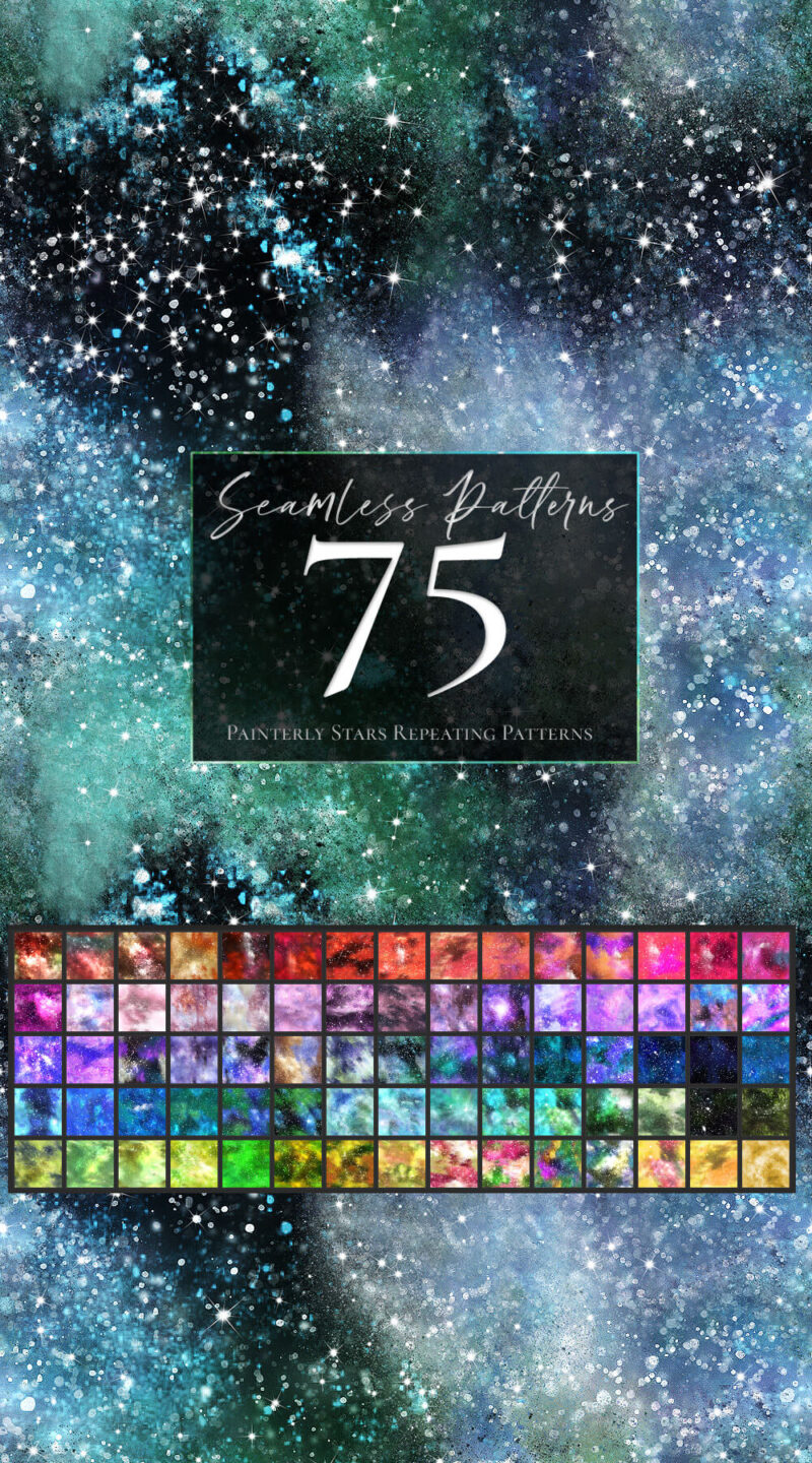 stars and galaxy design kit for Photoshop pattern preview