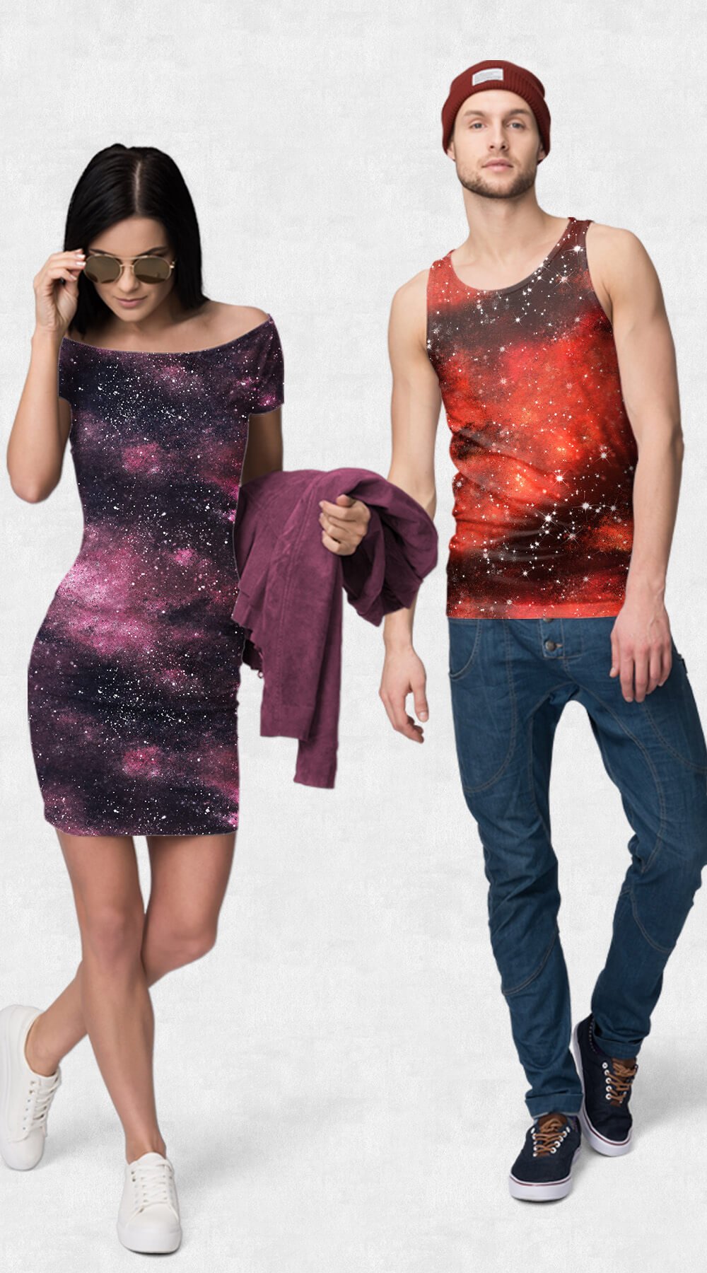 BlackMilk - BlackMilk Purple Galaxy Leggings on Designer Wardrobe