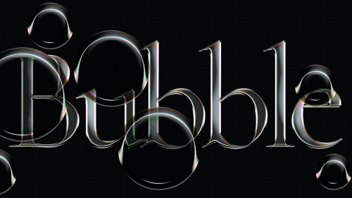 Bubble Photoshop text effects lettering with floating bubbles over black background