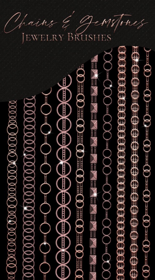 Jewelry Photoshop Brushes | Chains & Gemstones - Image 3