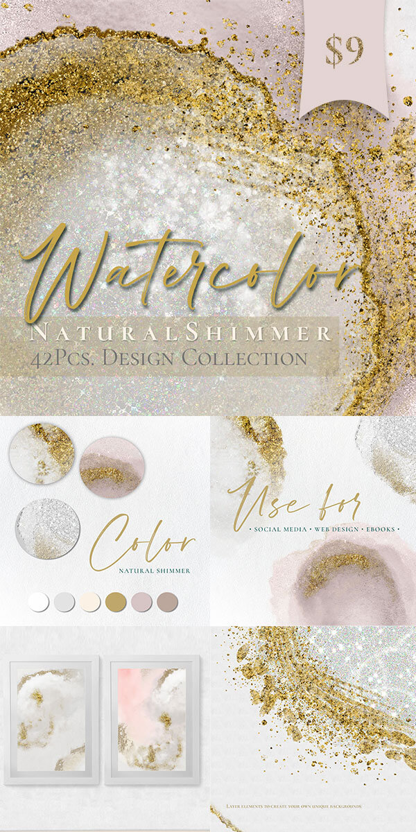 Shimmery neutral watercolor collection 
