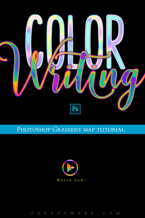 gradient map Photoshop effect for hand lettering