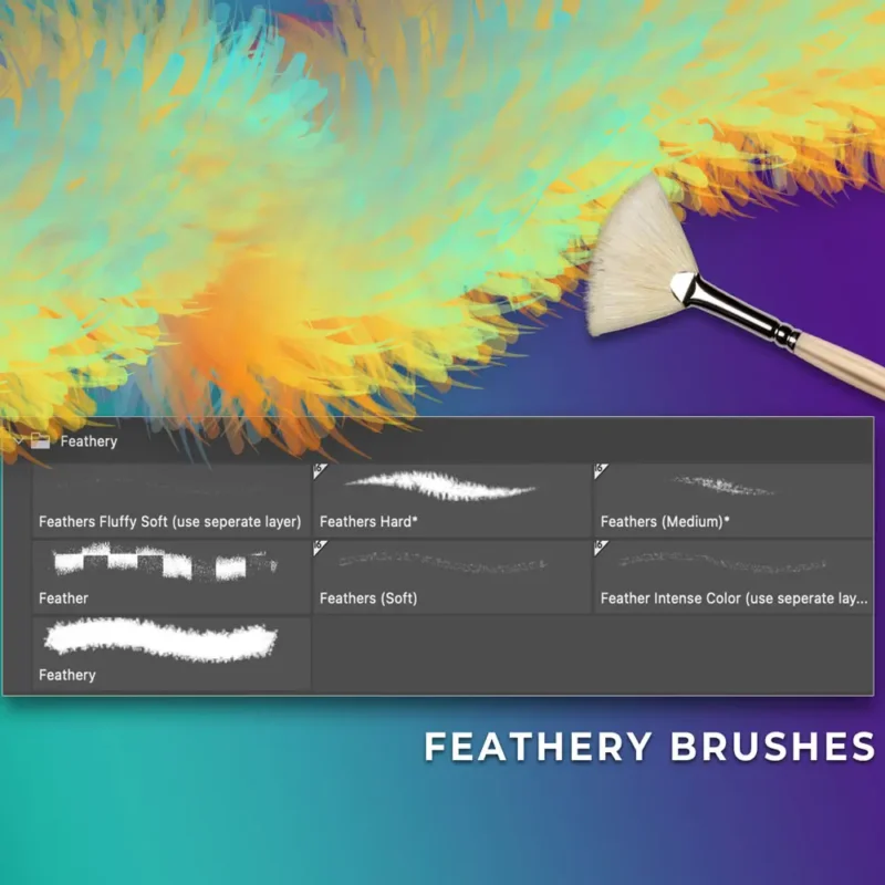 Fur and Feather brush pack for Photoshop Mixer Brush tool